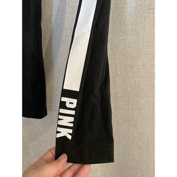 Victoria Secret PINK Leggings Womens Small Cotton High Waist Black White Stripe - Picture 2 of 4